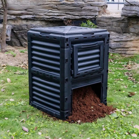 300L Outdoor Compost Bin Heavy Duty Plastic With Huge Capacity For Garden And Yard Tumbler Style Fertilizer Box