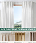 White Curtain Rod 36-88 Inch Adjustable Heavy Duty Metal Rod With Twisted Cage Finials For Living Room Bedroom And Kitchen Windows Modern Farmhouse Style Built Tough Durable Window Treatment shown with various curtain styles.