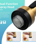 Gold Kitchen Faucet With Pull Down Sprayer, dual-function spray head, detailed view, stainless steel, LED Temperature Indicator