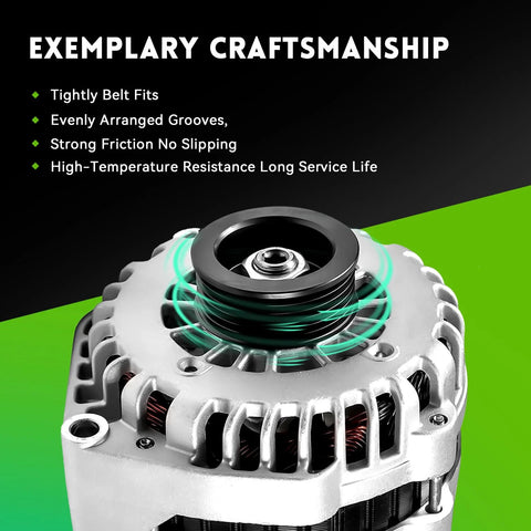160 Amp High Output Alternator For GM Full Size SUVs And Trucks 2007 Through 2014 Yukon Tahoe Suburban Silverado 1500 2500 Avalanche Escalade Replacement 15093928 15905871 ADR0369 close-up view