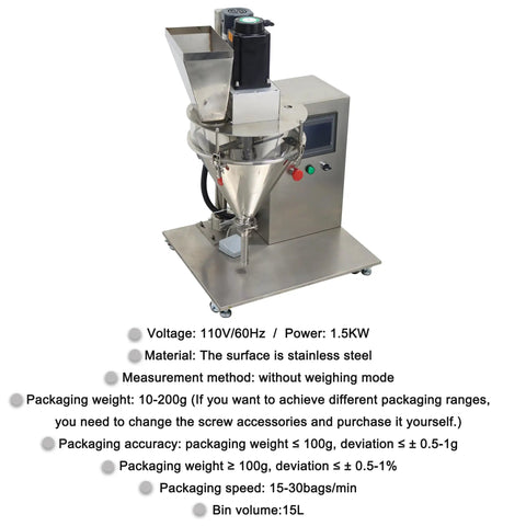 Industrial Grade Semi Automatic Powder Filler Machine For Sugar Coffee Feed Packing with stainless steel design and digital controls.