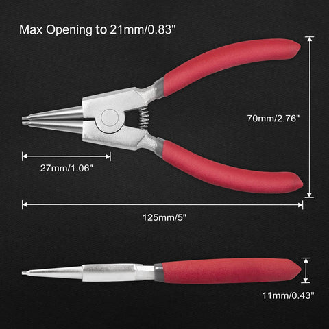 External Circlip Pliers 5-Inch Snap Ring Pliers For Ring Remover and Retaining Ring Installation with PVC Non-Slip Handle