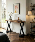 Room with console table using 36 Inch Metal Bar Table Legs Set Of Two Sturdy Black Counter Height Support Legs For Coffee Tables Dining Tables And Desks