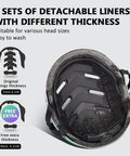 Lightweight Multi Sport Helmet With Hard Abs Shell And Shock Absorbing Foam, inside view showing detachable liners for custom fit.