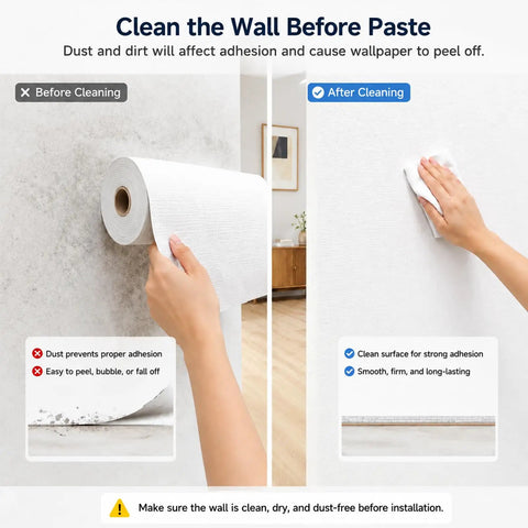 Clean the wall for Top Shelf 5Mm Thermal Foam Peel And Stick Wallpaper Roll to ensure proper adhesion and installation.