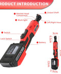 Cordless Ratchet Wrench Three Eighths Inch Delivers 44.25 Foot Pounds Of Torque At 380 RPM with labeled components