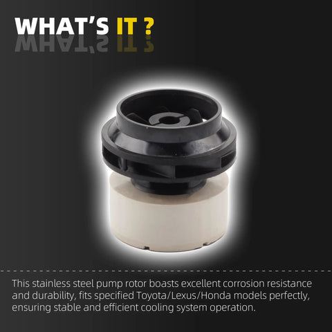 Direct Fit Electric Water Pump Rotor Compatible With Toyota Prius 2010 To 2015 showing stainless steel rotor for hybrid systems.