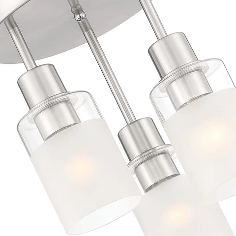 Cedar Lane 3-Light Semi Flush Mount Ceiling Light Dope Brushed Nickel 11 Inch Indoor Fixture close-up, etched glass shade detail.