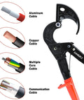 Heavy Duty Ratchet Cable Wire Cutter Chops Copper And Aluminum Like A Hot Knife Through Butter Quick Release Lever with cable types