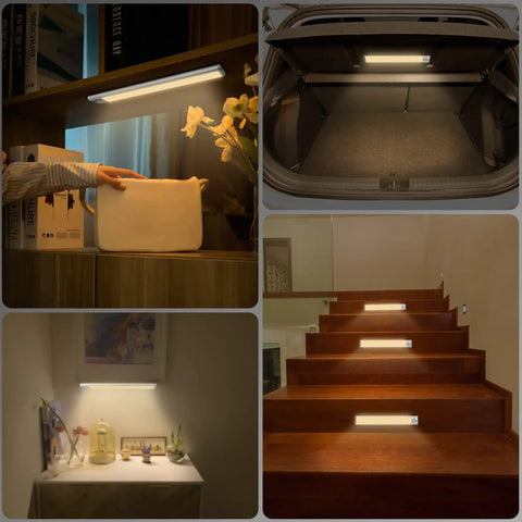 Motion Sensor Under Cabinet Lighting With 72 LED, Wireless Dimmable Under Counter Kitchen Lights used under cabinets and stairs