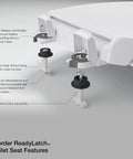 French Curve Elongated Closed Front Toilet Seat With Soft Close And Quick Release Black No Fuss Easy Above Bowl Installation ReadyLatch Hinge And Grip Tight Hardware For Quick Secure Cleanings showing features