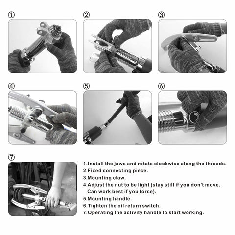 Instructions for 5 Ton Hydraulic Gear Puller With Wheel Bearing Separator 3 In 1 Pump And Oil Tube Drawing Machine