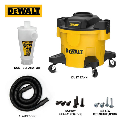 Pro Grade Dust Separator With 6 Gallon Poly Tank 99 Point 5 Percent Efficient Cyclone Dust Collector Yellow DXVCS002 components