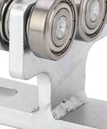 Close-up of Heavy Duty 6 Wheel Trolley Assembly For Electric Hoist With Super Deep Groove Ball Bearings, showcasing steel rollers.