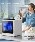 Totally Game Changing Compact Dishwasher With Built In Water Tank Featuring One Touch Start And Quick Wash Cycles To Deliver No Sweat Cleaning For Tiny Kitchens And Hectic Apartment Life Today on modern kitchen counter.