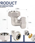 Two Pack Three Quarter Inch Elbow Air Piping Fittings For Shop And Garage Compressed Air Line System Brass Nickel Plated 200 PSI