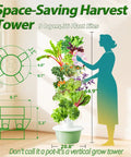 Illustration of Dope Vertical Hydroponic Growing Tower Kit With Nine Layers And Thirty Six Plant Spots For Indoor And Outdoor Gardens.