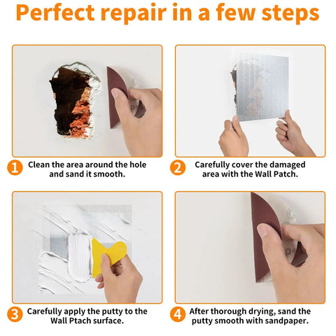 Steps to use Wall Patch Drywall Repair Kit 10 X 10 Inch Self Adhesive Mesh Patch For Quick Hole Fix In Walls And Ceilings No Mess