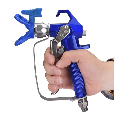 Hand holding Airless Paint Sprayer Gun G5 Max 25 MPa 248 Bar With Full Four Finger Trigger Safety Lock and smooth pull