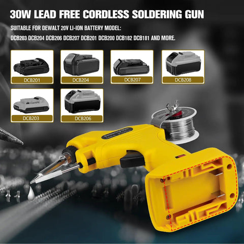 Cordless Soldering Iron Kit For 20V Max Battery Systems, 30W Soldering Gun Display with Compatible Battery Models and Solder Wire