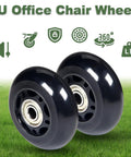 Heavy Duty 2.5 Inch PU Caster Wheels For Exercise Bike And Treadmill Transport Smooth Silent Rolling Casters with black design.
