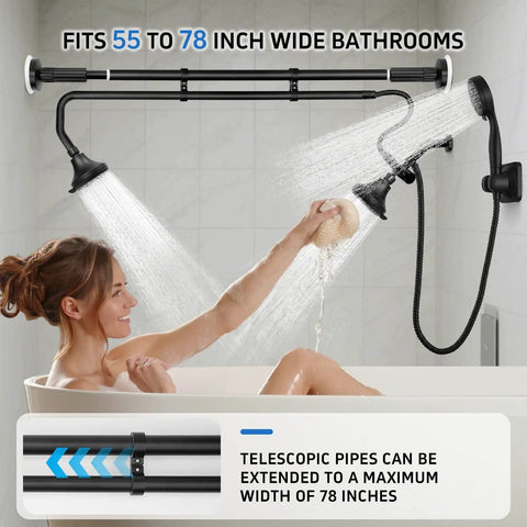 Dual Tandem Shower Heads For Couples With Handheld Sprayer Five Adjustable Spray Patterns Wall Mounted Shower System Upgrade Your Daily Routine To A Super Chill Duo Experience Now