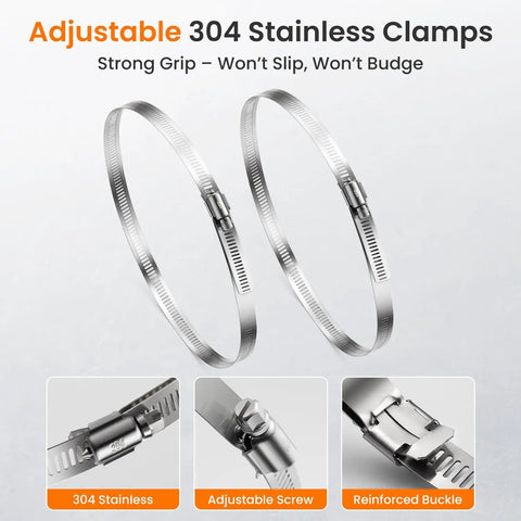 Heavy Duty Stainless Steel Pole Mount Bracket Kit With Adjustable 2 To 8 Inch Clamps for Electrical Boxes and Outdoor Devices close-up