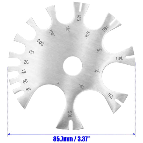 Dead On Piercing Gauge Measuring Tool Stainless Steel Body Jewelry Sizer Wheel Millimeter Chart For Ear Nose Ring Earring Belly Barbell And Tongue Piercing Professional Fit Check