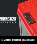 Side view of VersaStack Deep Tool Box Lockable 17 Inch Organizer, showing latches and IP54 water dust protection design.