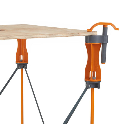 Centipede 6-Piece Riser Set For Work Stands Boosts Working Height To 36 Inches Easy 5-Minute Install Lifts Your Workbench Or Standing Desk Portable Orange CA0506 shown on legs with surface