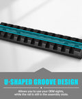 Beefy Picatinny Rail Mount For Ten Twenty Two Rifles With Eleven Slot Rail System in black anodized aluminum, U-shaped groove design