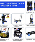 Heavy Duty Folding Hand Truck Dolly With 330Lbs Capacity, Convertible Between 2-Wheel Upright And 4-Wheel Platform Cart, Retractable Handle, Durable Wheels For Easy Moving Of Boxes, Luggage, Groceries, And More. Folded and upright views shown.