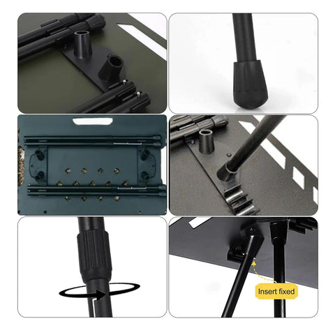 No Sweat Adjustable Folding Table Legs Crafted From Smooth Aluminum Alloy With Lock Tight Nylon Connectors, detailed assembly view.