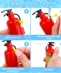 Twelve Piece Haul Of Realistic Mini Fire Extinguisher Water Squirt Guns For Kids Summer Pool Parties and Beach Bash Favors featuring durable plastic water gun filling process.
