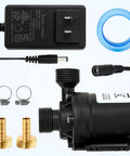 High Flow 12V DC Water Circulation Pump With Ultra Quiet Brushless Motor Delivers 3.43 GPM And 19.6 Ft Lift, adapter, fittings