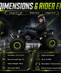 Super Slick 212cc Gas Powered Off-Road Go Kart For Teens And Adults That Hits 35 MPH With A Mighty 7.5 HP Engine dimensions and rider fit