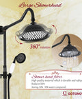 Exposed Shower Fixture With Two Cross Handles For A No Fuss Two In One Shower Setup Including 8 Inch Rain Showerhead Handheld Spray And 12 Inch Extension Tube In Oil Rubbed Bronze