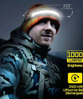 Person wearing Liteband Pro Rechargeable LED Headlamp 1000 Lumens 210 Degree Wide Beam in outdoor setting