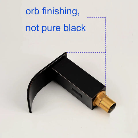 Motion Activated Touchless Waterfall Bathroom Faucet With Square Body Hands Free Tap Matte Black Finish Easy Install Hygienic Sensor Sink Mixer For Modern Bathrooms, shown with orb finishing