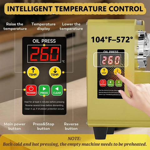 Intelligent temperature control panel of Commercial Grade Cold Press Electric Oil Extraction Machine With 1500W Motor.