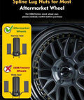 24 Piece M14x1.5 Lug Nuts Replacement For Silverado Suburban Traverse F150 Yukon Sierra 1500 XT5 XT6 Black 2 Inch Length image