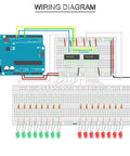 SN74HC595N 8 Bit Serial In Parallel Out Shift Register With Three State Outputs DIP 16 wiring diagram with Arduino and LEDs