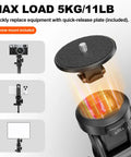 Auto Open 83.4 Inch Light Stand With Quick Release Ball Head showing quick-release plate and max load of 11 lb