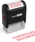 Ready To Roll Self Inking Rubber Stamp Officially Marks Controlled Document Text In Vibrant Red Ink With Transparent Mount For Easy Alignment.