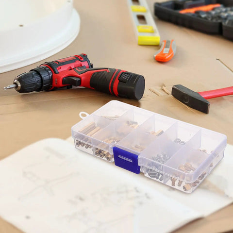 Copper Alloy Standoffs And M3 Screw Kit With Nuts In Compact Storage Box For DIY Electronics Projects shown with tools.