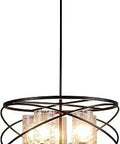 Industrial Style Dope Oil Rubbed Bronze 5 Light Drum Pendant Fixture 23 Inch Wide Large Ceiling Light Hardwired 120V E12 Base Bulbs Not Included
