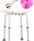 Adjustable Shower Chair With Free Grab Bar For Inside Shower And Tub Plastic Bath Seat Non Slip Shower Stool Handicap Bench