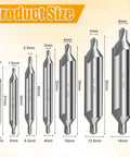7 Piece M2 High Speed Steel Center Drill Bit Set With 60 Degree Countersink For Lathe And Metalworking Sizes 1.0 to 5.0 mm