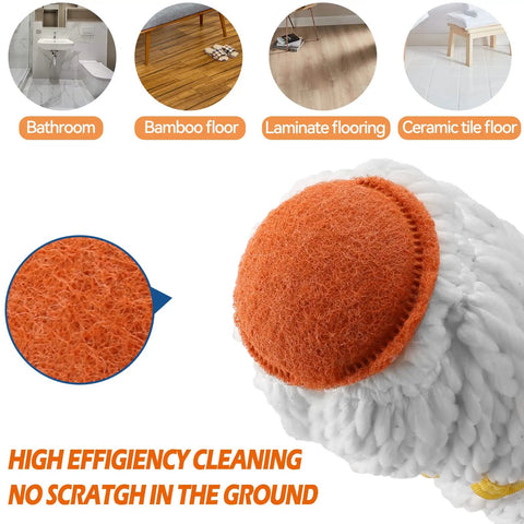 Close-up of scrub pad on Self Wringing Twist Mop With Long 57 Inch Handle Microfiber Floor Mop, suitable for various floors.