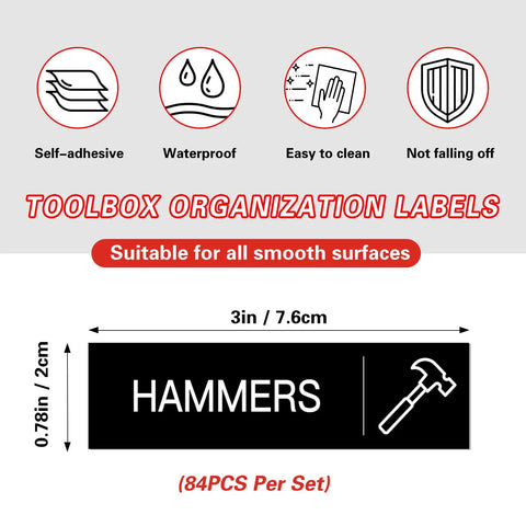 Slick Black Toolbox Organization Labels For Tool Chests And Drawers With Heavy Duty Self Adhesive Sticker Sheets Making Your Shop Hella Organized And Super Quick To Assemble Every Single Weekend Project